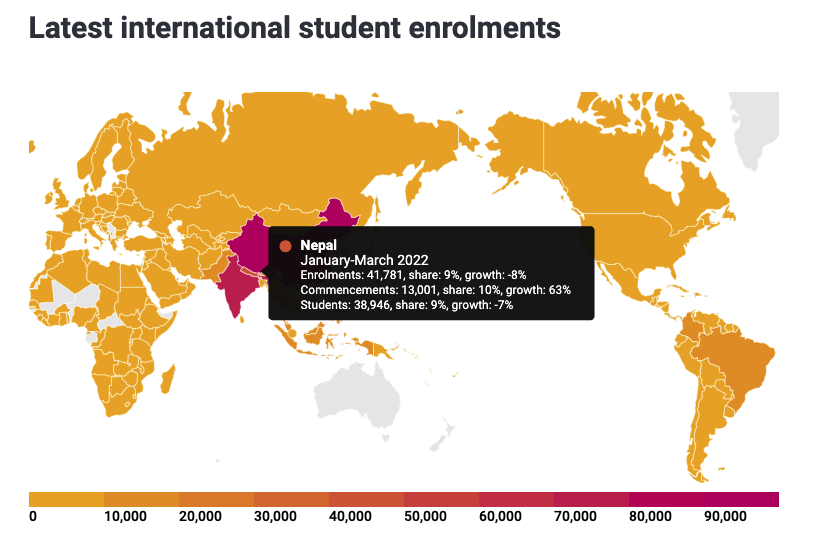 australia international student enrolments